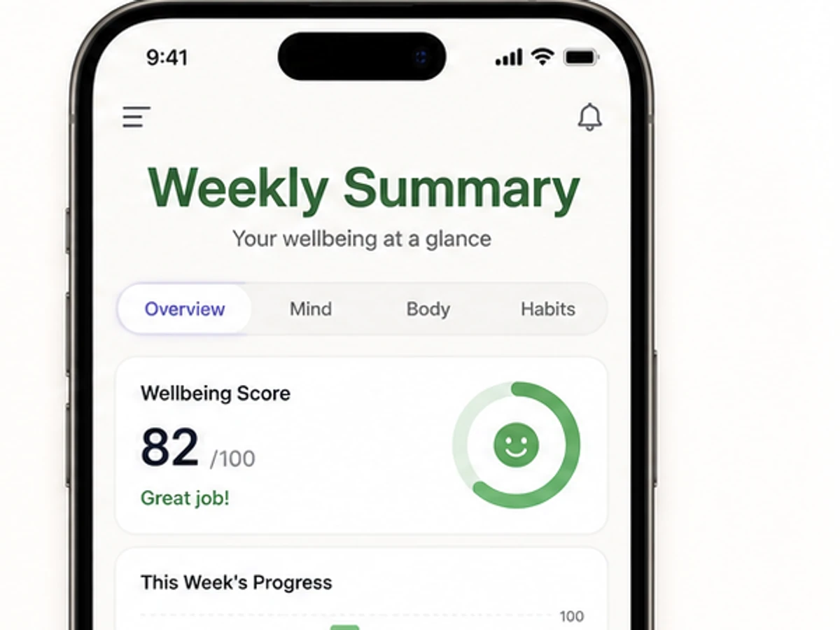 After example for Edit text in screenshot for an app preview label: Weekly Summary